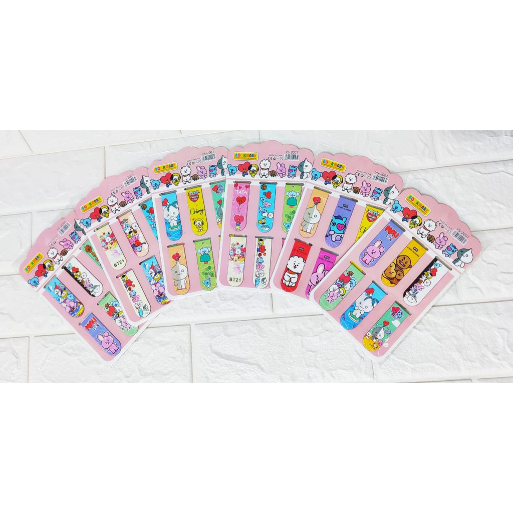PEMBATAS BUKU MAGNET BT21 MINIM BELI 2SET / POST IT MAGNET BTS / BOOKMARK BT21 MERCHANDISE KPOP BTS