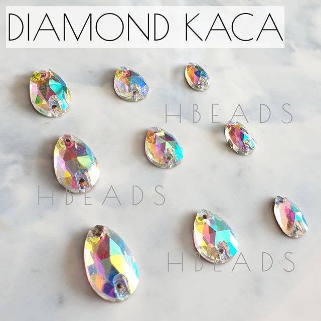 K101 | 1 Lusin  DIAMOND KACA TETES 7x12 mm NONCANGKANG