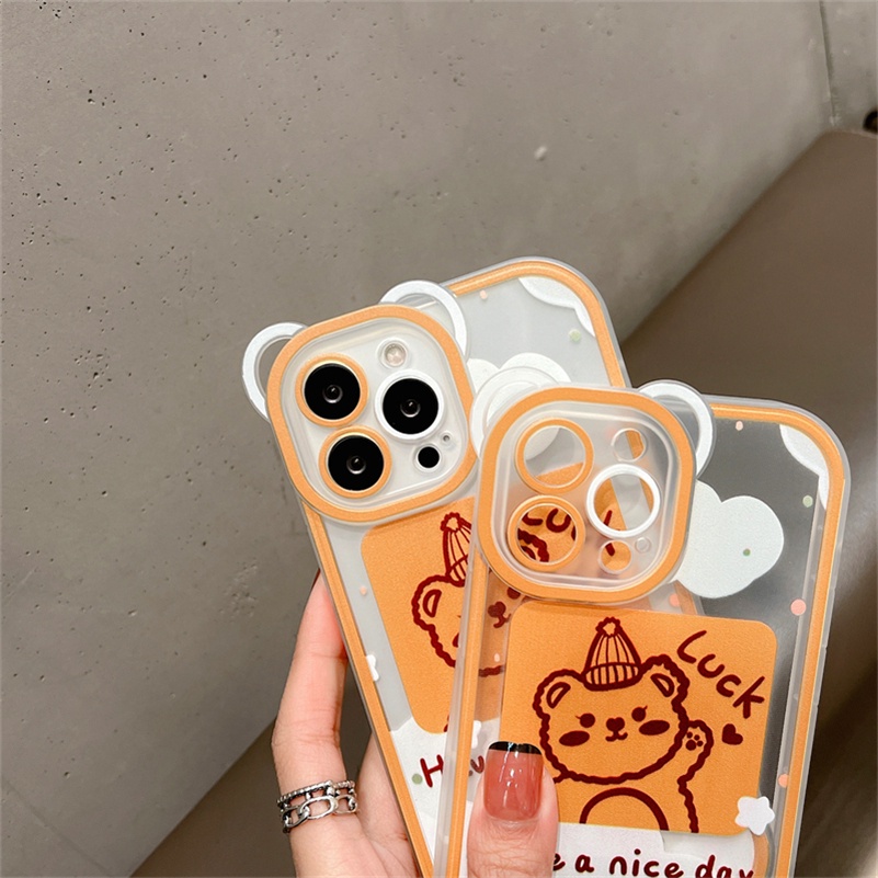 Soft Case Silikon Motif Kartun Awan / Beruang / Topi Untuk iPhone 13 12 11 Pro Max X Xr Xs Max SE 2020 8 7 6 6s Plus