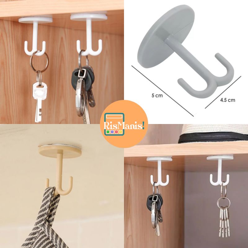 UNDER CABINET HOOKS - Gantungan Tempel Bawah Meja Kerja Hanger 2 Pengait Gantung Laci Lemari Dapur