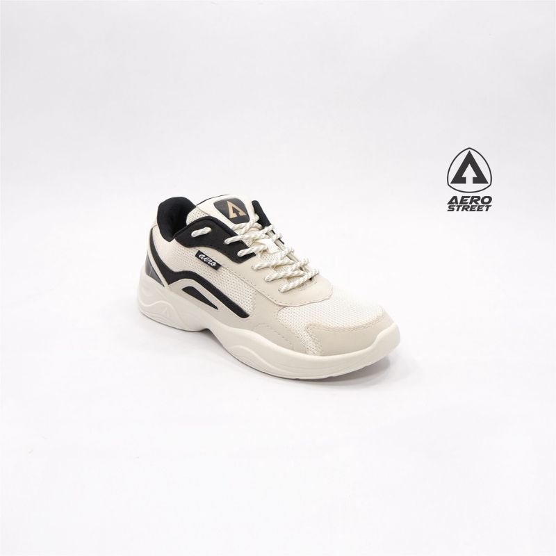 Aerostreet 37-40 Rose putih cream Natural Hitam - Sepatu Sneakers Casual Sport Pria Wanita Aero Street medan