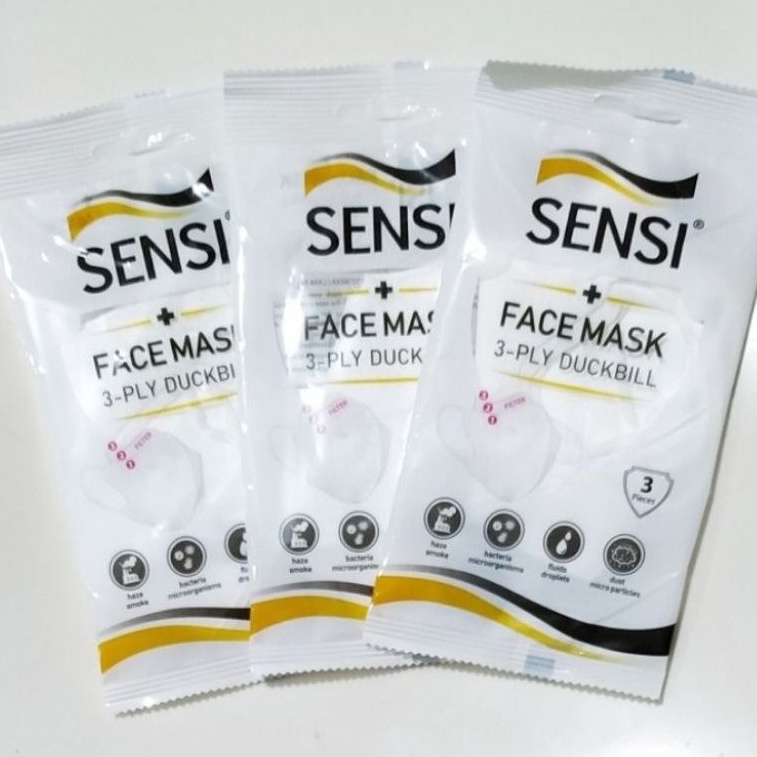 SENSI Duckbill 3Ply Mask isi 3pcs Masker Medis 3ply Sensimask