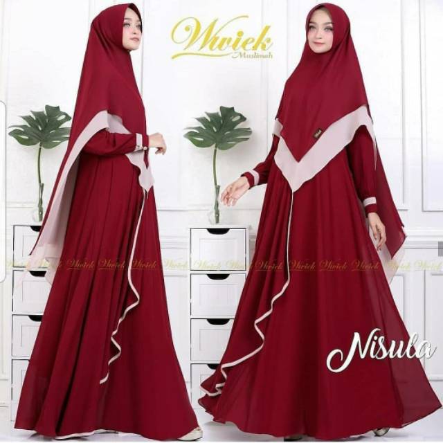 Ns FC Najibah Gamis Syari Putih Benhur Abu Toska Navy Maroon Hujan Muslim Modis Modern White Mach DE