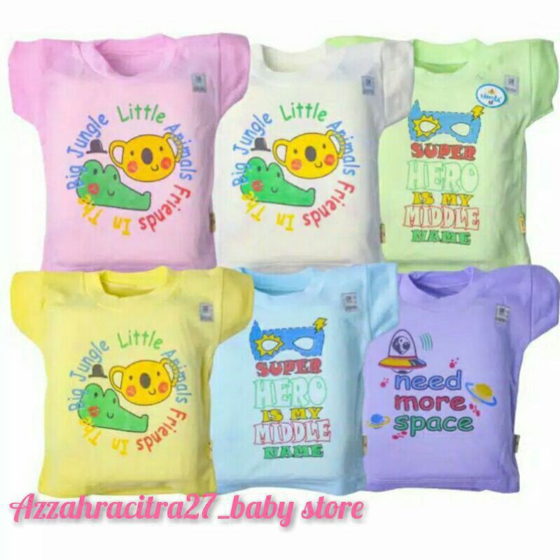 3 Pc Kaos Oblong Bayi Vinata Sablon Dasar Warna-Oblong Bayi SNI Lembut Vinata