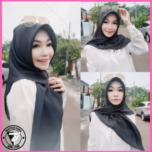 Kerudung Bella Square Jilbab Bella Square Hijab Segi Empat Double Hycon - HITAM