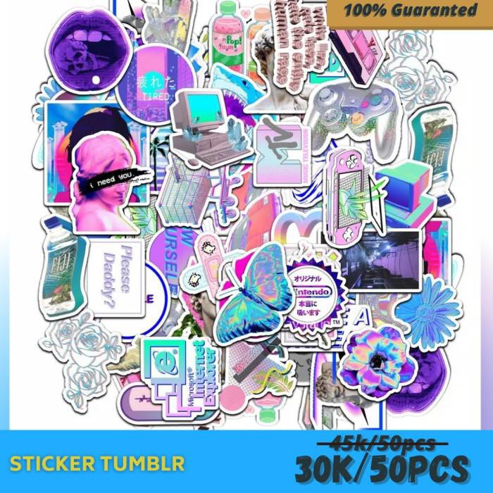 

A6_storee | 50 PCS STIKER TUMBLR UNGU | STIKER CUTE WATERPROOFF HP LAPTOP GITAR