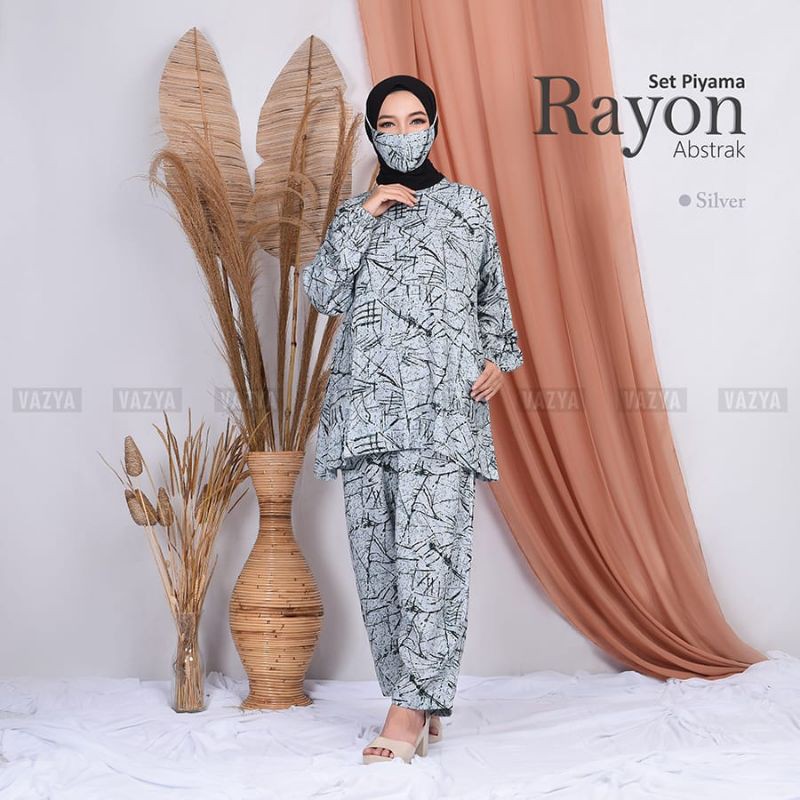 Set Piyama Rayon Abstrak