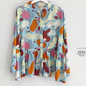 Bagus Banget.. KEMEJA 2042 WANITA JUMBO BIGSIZE BAJU ATASAN PEPLUM LD 135cm XXXL KOREAN STYLE OVERSI