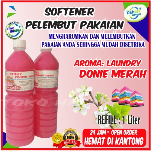 (DONie MERAH) SOFTENER PELEMBUT DAN PEWANGI PAKAIAN 1 LITER ATAU 1000 ML DHS MEMBUAT PAKAIAN LEMBUT - MUDAH DISETRIKA