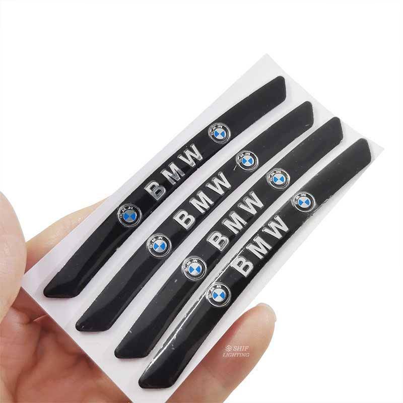 4pcs Stiker Emblem / Badge Logo Bmw Bahan Aluminum Untuk Dekorasi Ban Mobil