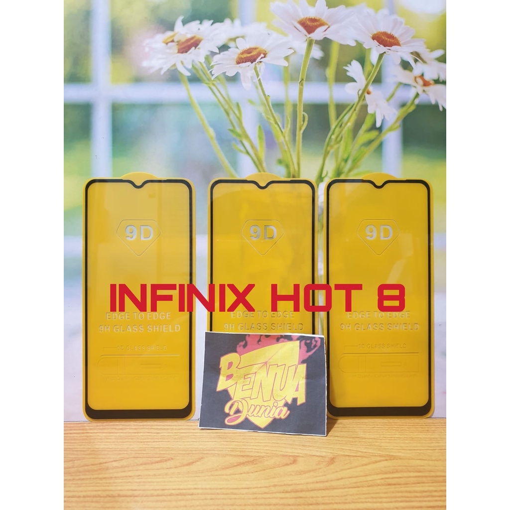 ANTI GORES KACA INFINIX HOT 8 TEMPERED GLASS FULL LEM 9D TEMPER GLASS INFINIX HOT 8 - BD