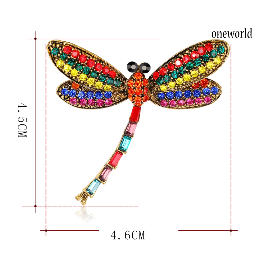 OW@ Women Vintage Multicolor Rhinestone Dragonfly Insect Scarf Accessory Brooch Pin