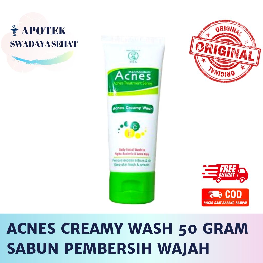 ACNES CREAMY WASH 50 GRAM - Sabun Pembersih Wajah Pencuci Muka