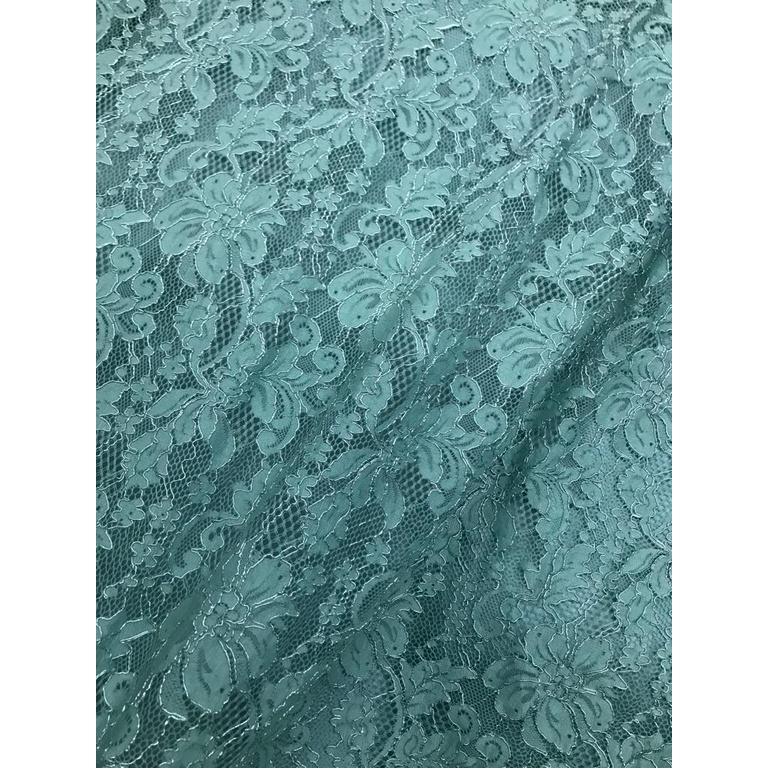 Kain Tile Bordir Hijau Wardah Mint Bahan Kebaya Brokat Brukat Lace Cord Meteran