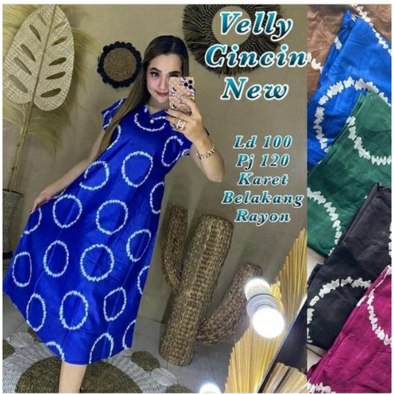 DASTER VELLY (CINCIN) PANJANG LENGAN PENDEK LONGDRES CINCIN BULAN LEHER V MOTIF CANTIK GAUN VELLY KE