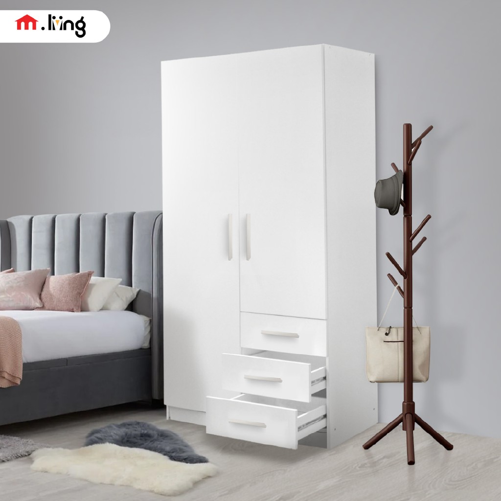 M.Livingstore - Furniture Lemari Pakaian Vinca 2 Pintu Putih
