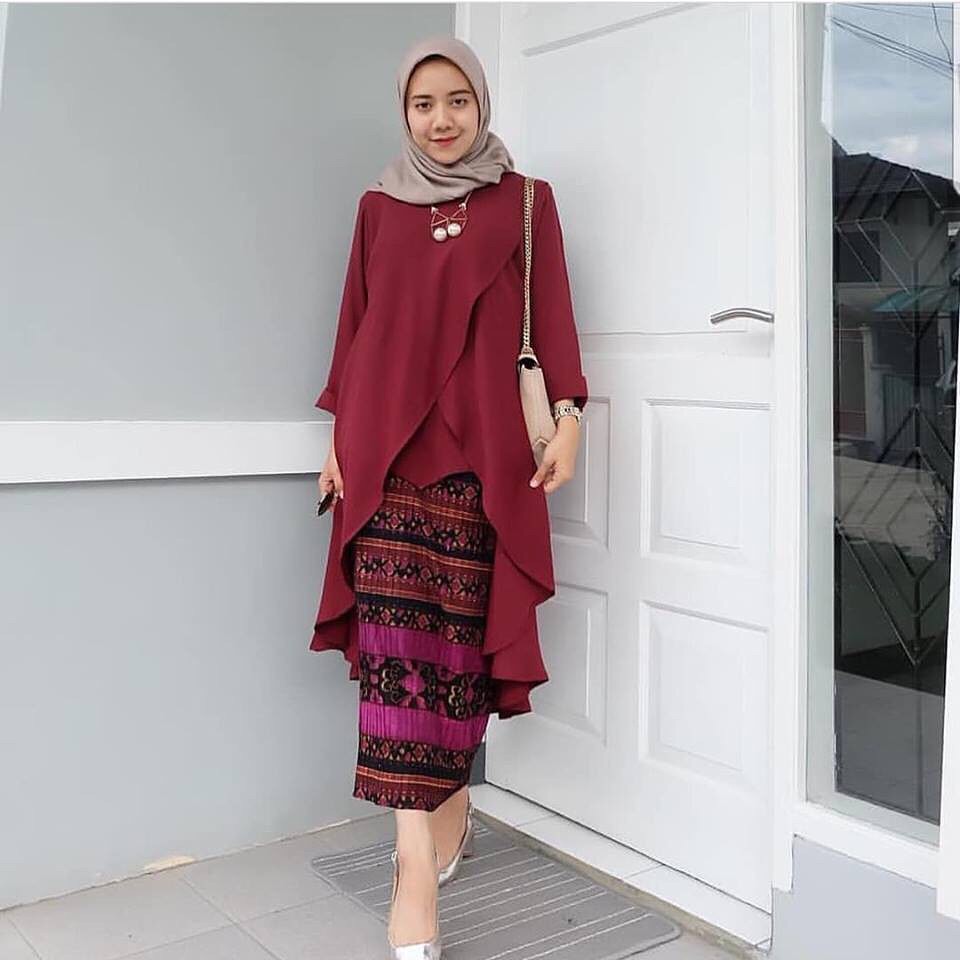 Baju Atasan Muslimah Hanum Tunik Bahan Crinkle Airflow