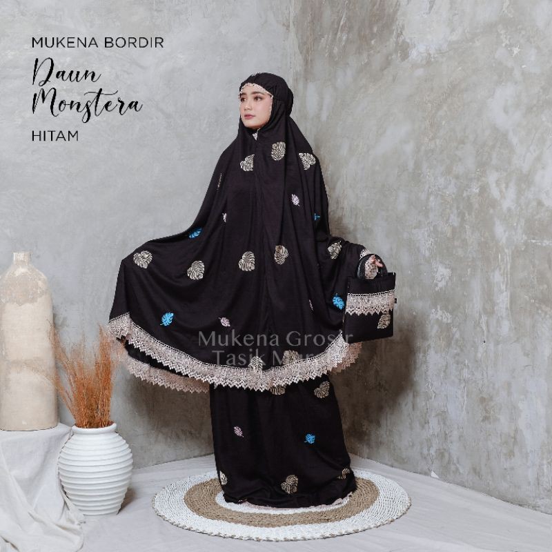 MUKENA DEWASA BORDIR DAUN MONSTERA