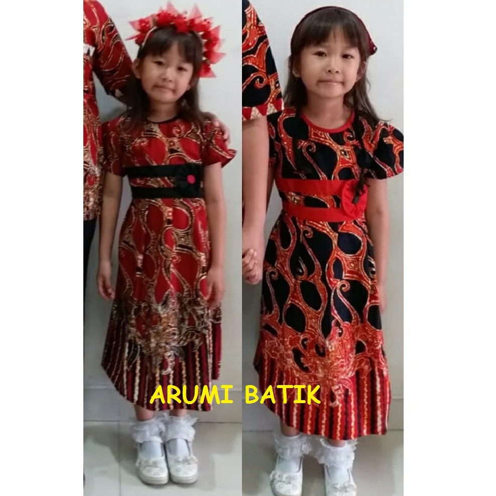 Dress Terusan Baju Batik Anak Perempuan 2510 Tk Sd Smp Shopee Indonesia