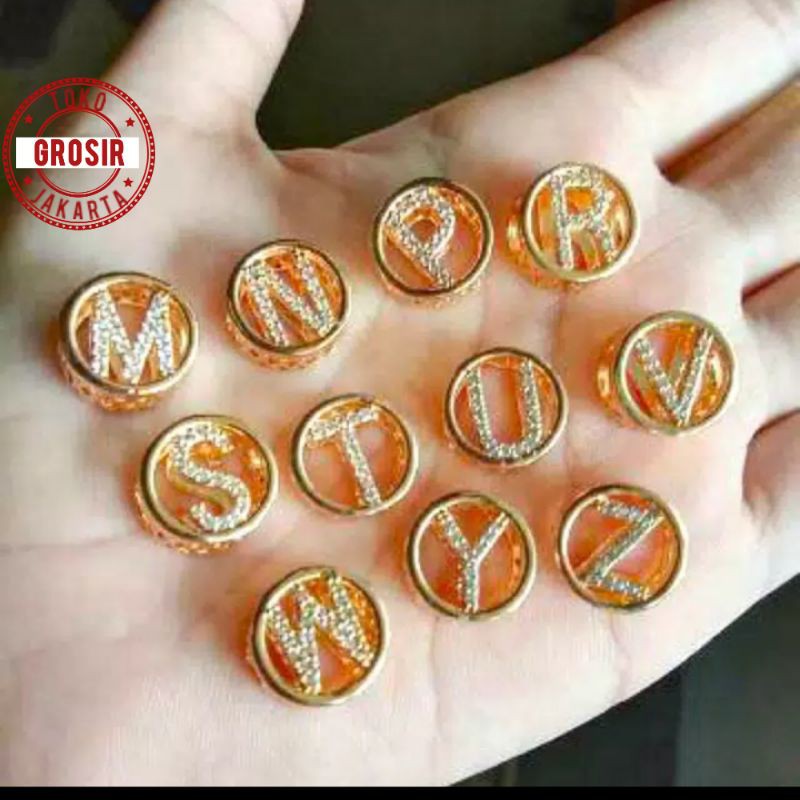 Liontin Huruf Inisial Alfabet A-Z Untuk Gelang Tali