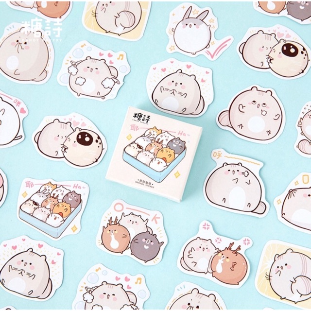 

45 pcs stiker desain lucu untuk scrapbook/jurnal/diary