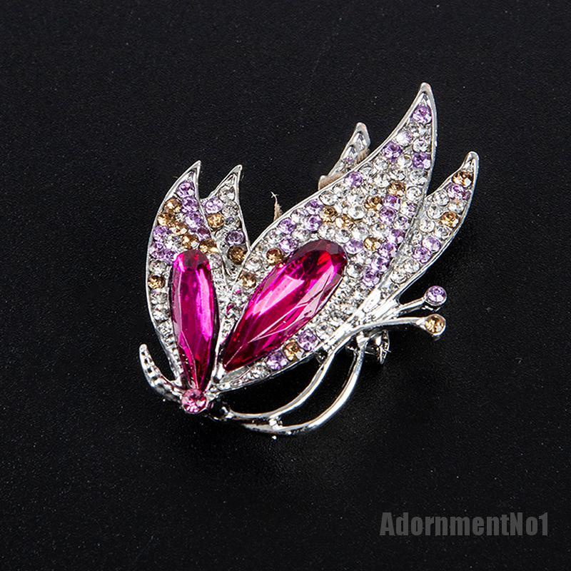 (Adornmentno1) Bros Pin Gaya Korea Motif Bunga Aksen Kristal Bahan Alloy Untuk Aksesoris Wanita