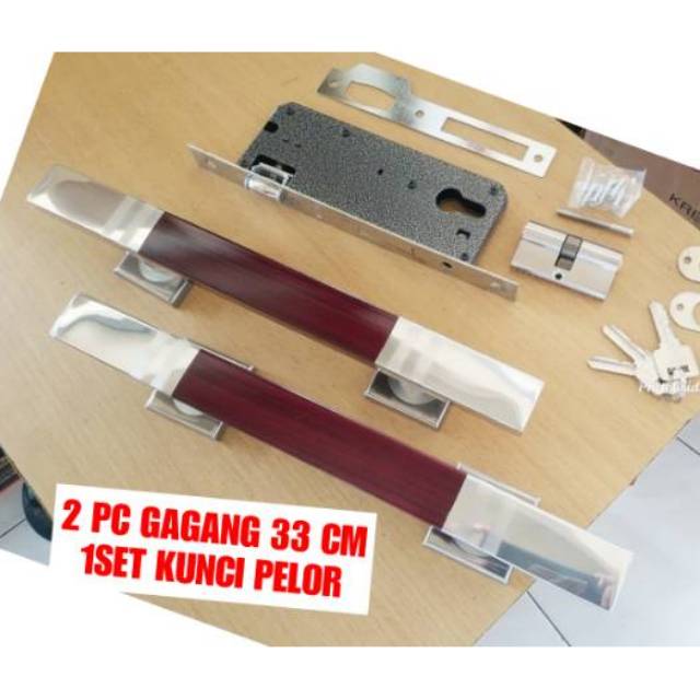Pket hmt kunci pintu stanlis. 2 pcs pH stanlis UK 33 cm plus kunci pelor kunci pintu handle tarikan