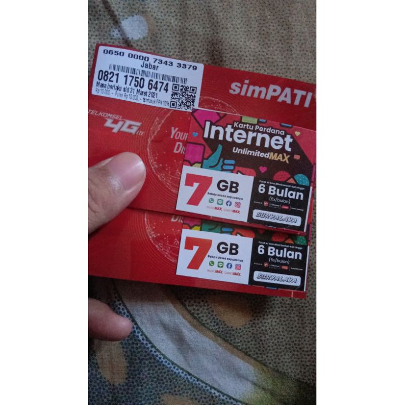 Kartu Perdana Telkomsel Unlimited Max 7Gb+1000Gb full 24 jam