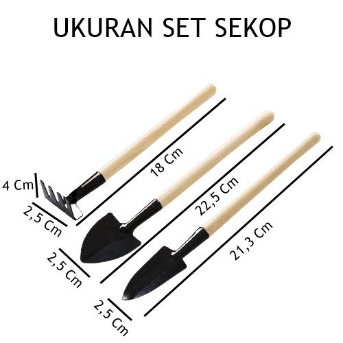 DS SS06 Set Sekop Garpu Cangkul Mini 3 in 1 / Alat Berkebun / Garden Tools Ukuran Kecil