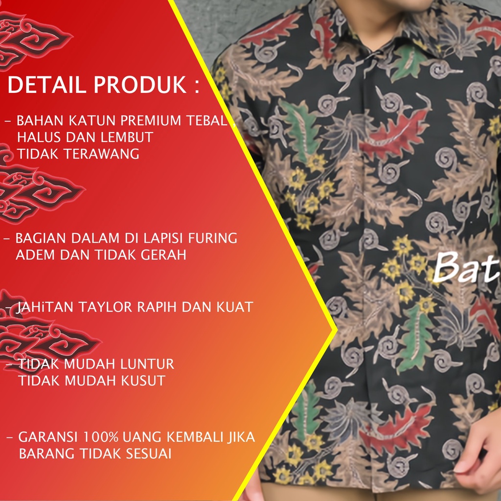 BAJU KEMEJA BATIK PRIA COWOK LENGAN PANJANG REGULER PREMIUM ORIGINAL MODERN KANTOR JUMBO ALUNA 109