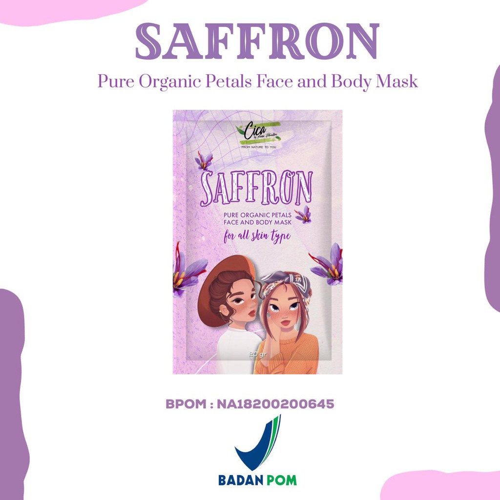 BPOM CICA NATURE SAFFRON MASK ORGANIC WITH CENTELLA 20gr cicanature MASKER SAFRON FACE BODY MASK