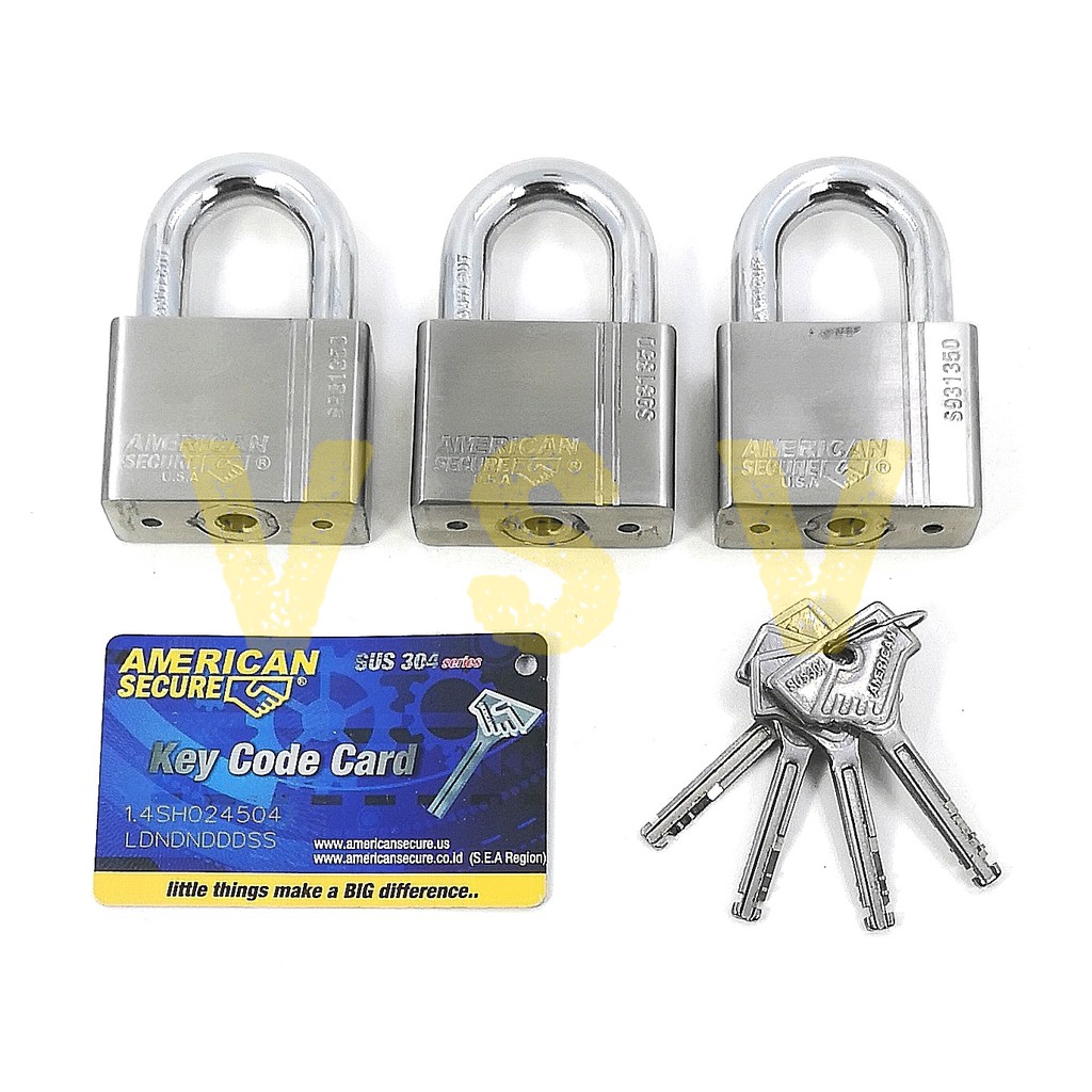 American Secure Gembok master key 50mm isi 3 / gembok rumah / gembok gudang