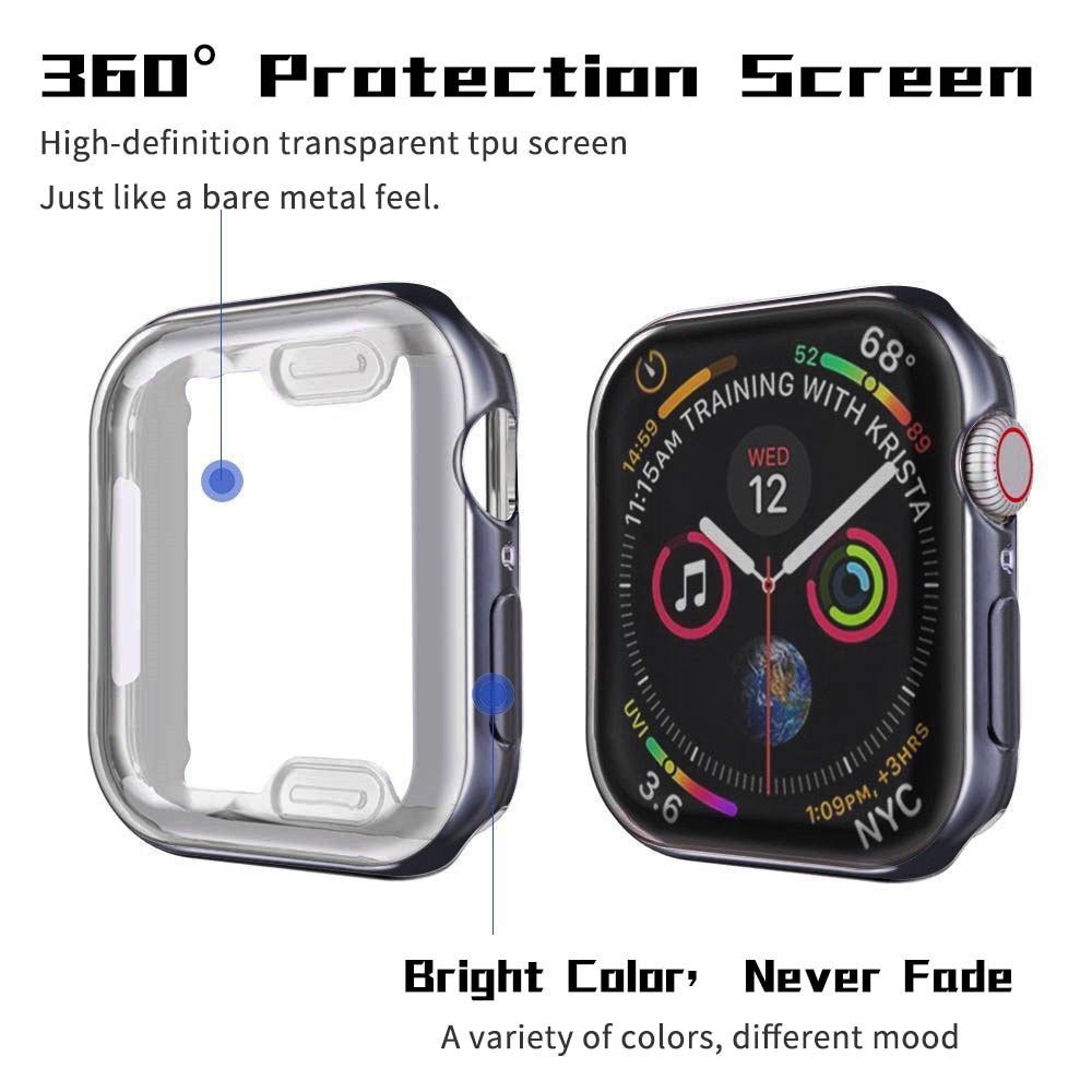 Case Apple Watch Series SE 2022 TPU Full Cover iWatch 40mm 44mm Casing Silicone Waterproof Pelindung Smartwatch