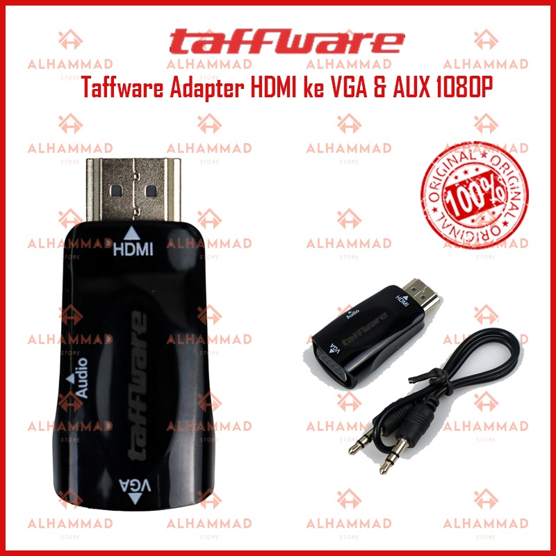 [ORIGINAL 100%] Taffware Adapter HDMI ke VGA &amp; AUX 1080P