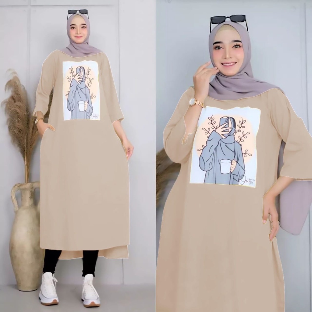 PCS DRESS ADORA MIDI FASHION BUSANA WANITA GAMIS MAXI BAHAN BABYTERRY MS