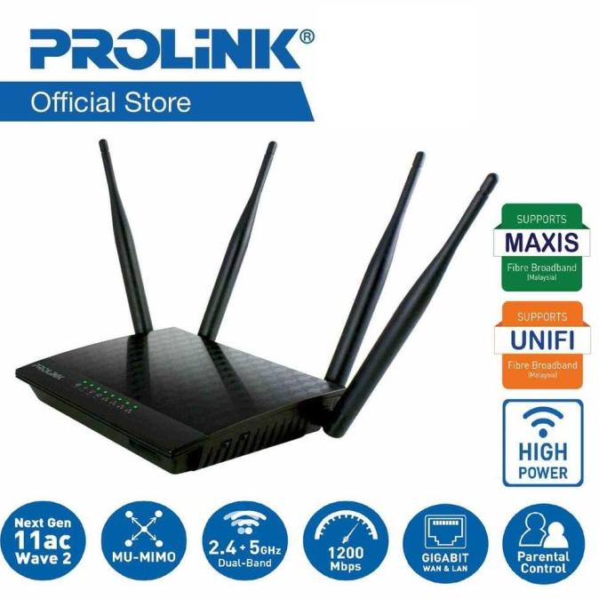 Prolink Router Prc3801 Wireless Ac1200 Mu-Mimo Dual Band Gigabit