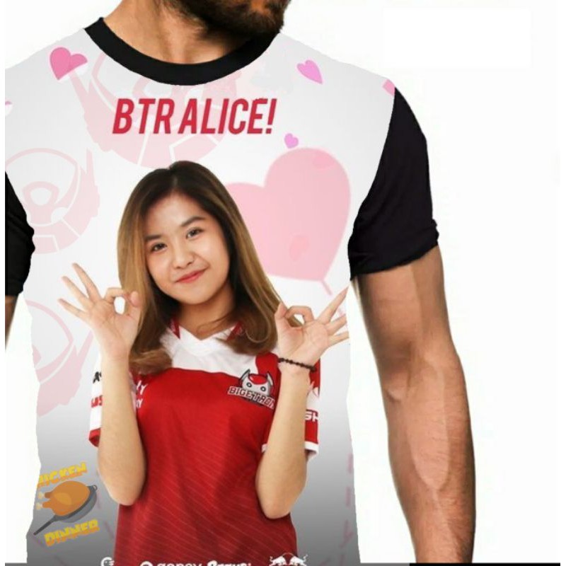 Kaos BTR RA Alice Bigetron Red Alien PUBG woman player game anak cowok pria distro Bandung murah
