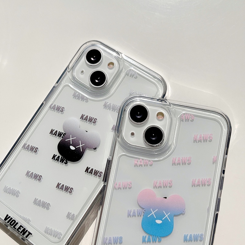 Soft Case Transparan Motif Kaws Untuk Iphone 11 12 13 7p 8p X XS XR Pro Max Plus Pro Max