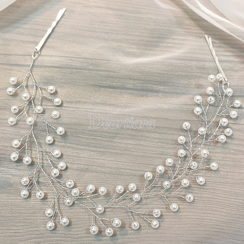 European and American Bride Headdress White Transparent Imitation Pearl Hairpin Handmade Wedding Wedding Jewelry Dress Hair Accessories