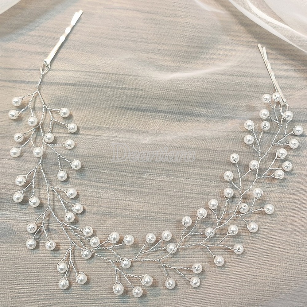 European and American Bride Headdress White Transparent Imitation Pearl Hairpin Handmade Wedding Wedding Jewelry Dress Hair Accessories