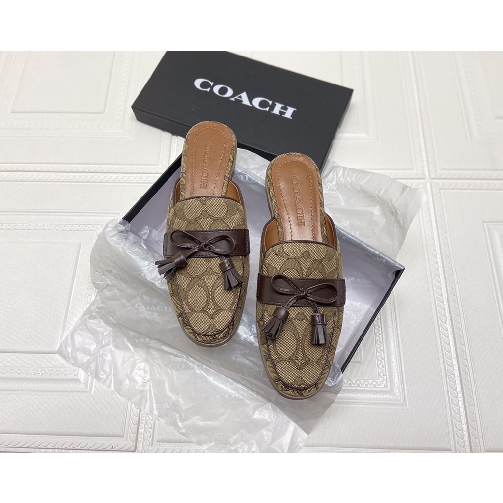 (SameDay Grab) Fringe style coach women Slipper casual shoes