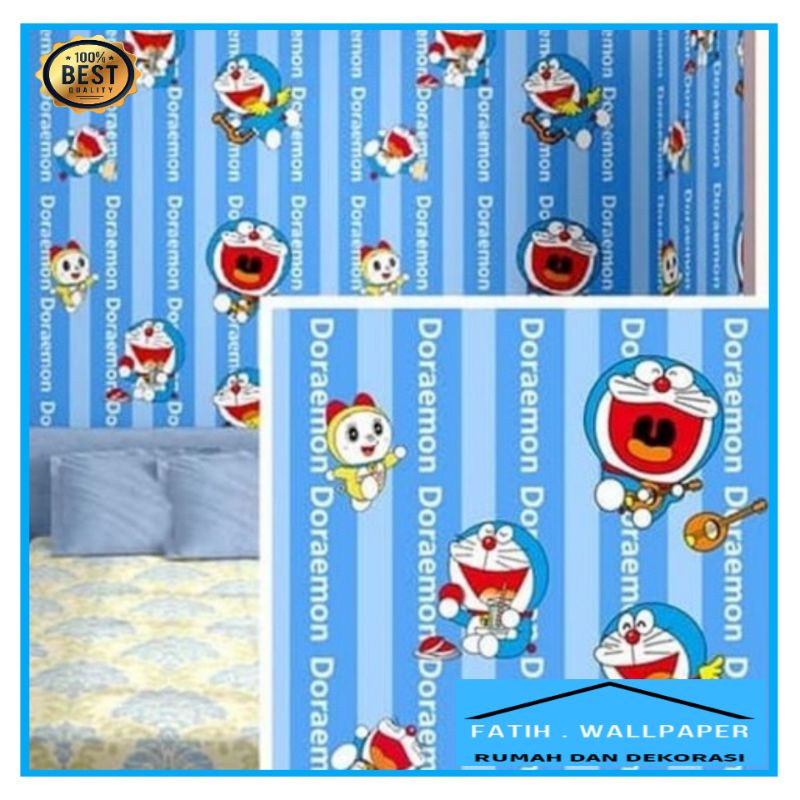 Walpaper dinding kamar dan ruang tamu motif karakter doraemon dorami