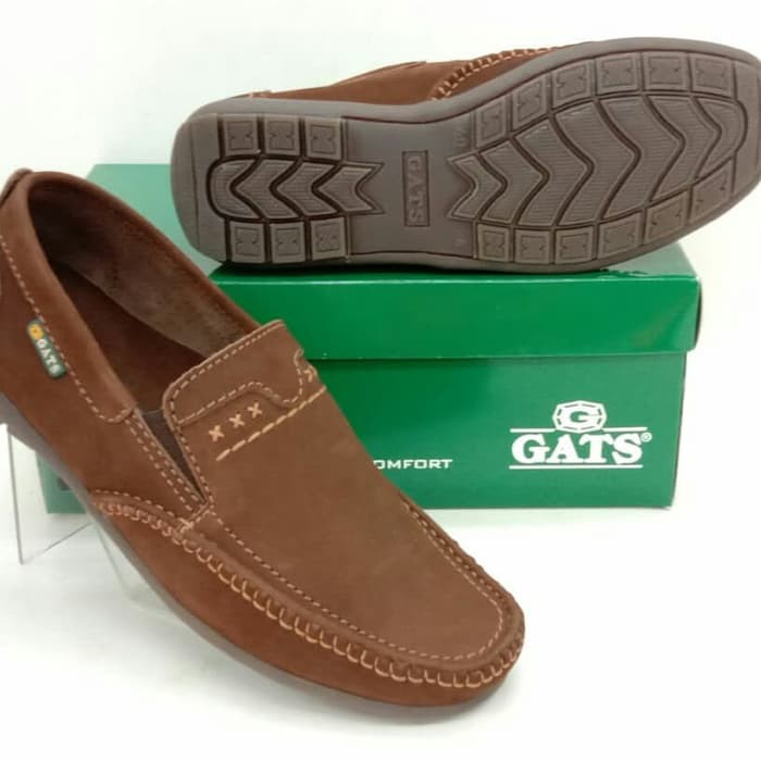 Sepatu kulit pria Gats HK 0002 Coklat Flat terbaru