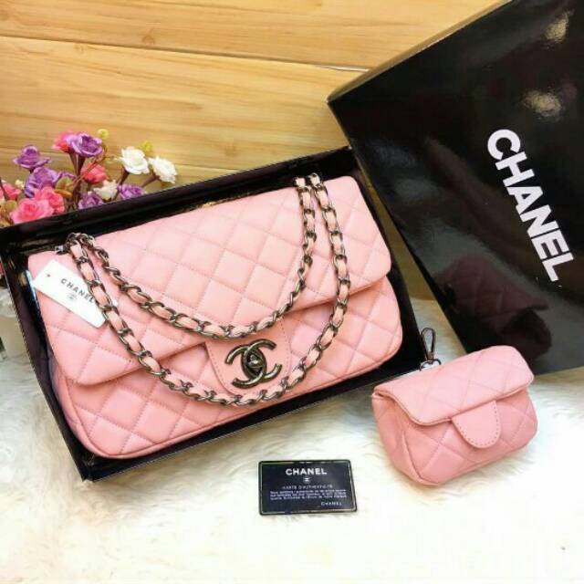 Tas Wanita Mom & Kid Chanel Cocok Untuk Jalan Jalan Kerja Kuliah Polos Warna Pink Muda