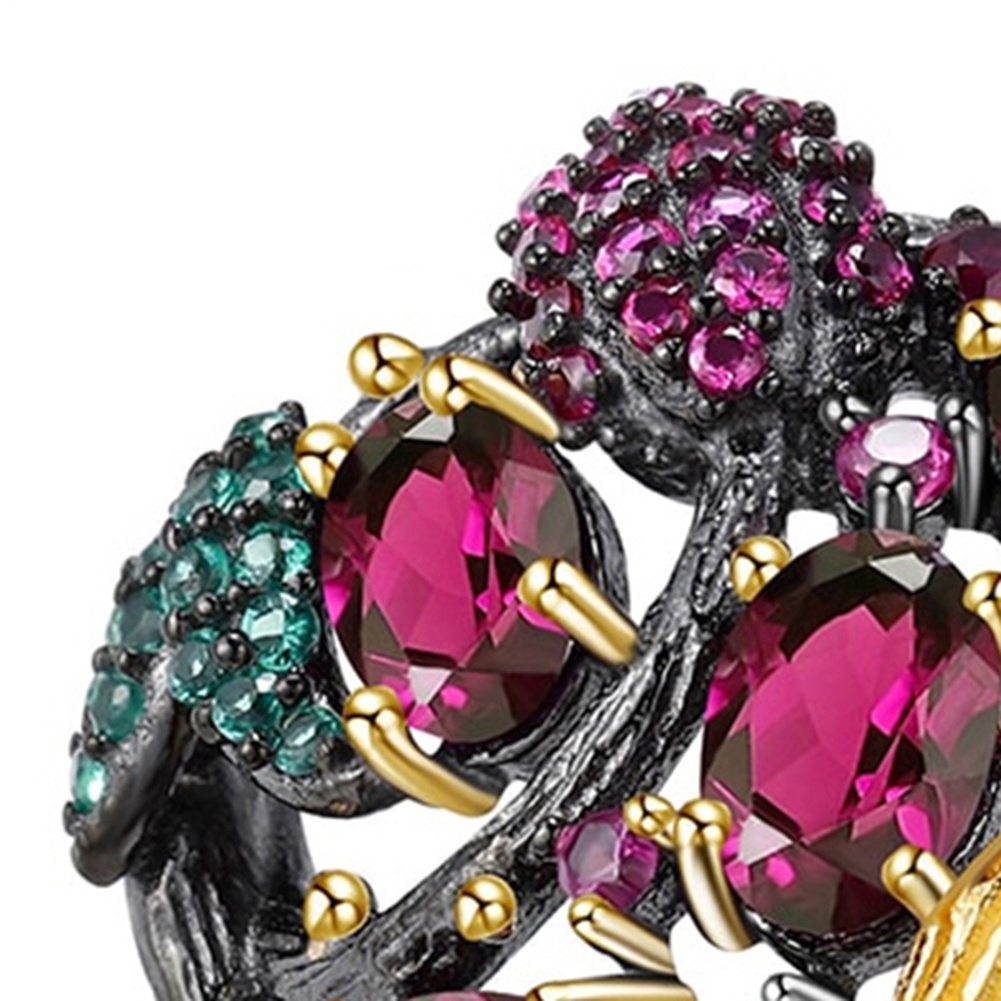 Hu Hu Hu Hu Hu Alat Bantu Pasang Kacamata♡ Cincin Wanita Desain Ranting Pohon Hias Ruby Imitasi Gaya Gothic Untuk Pestabanquethadiah