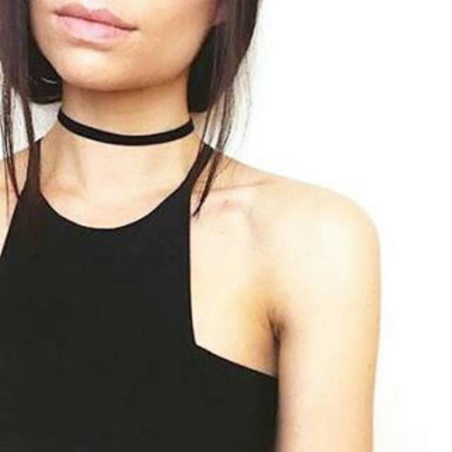 Black Stripe Plain Velvet Choker / Thin Velvet Choker Necklace | Kalung Handmade