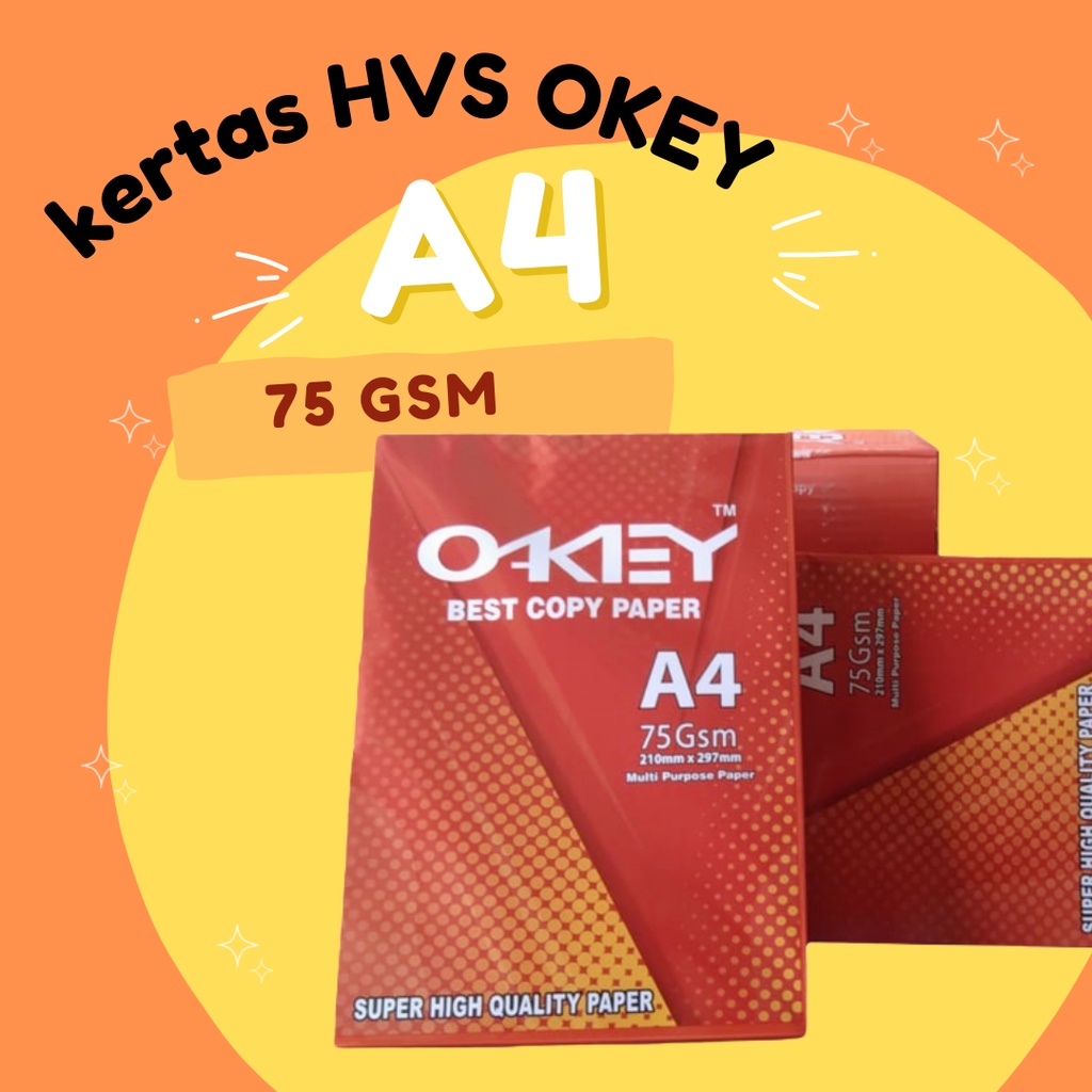 

KERTAS MURAH !! hvs A4 MERK OKEY 75GSM 1 RIM MURAH