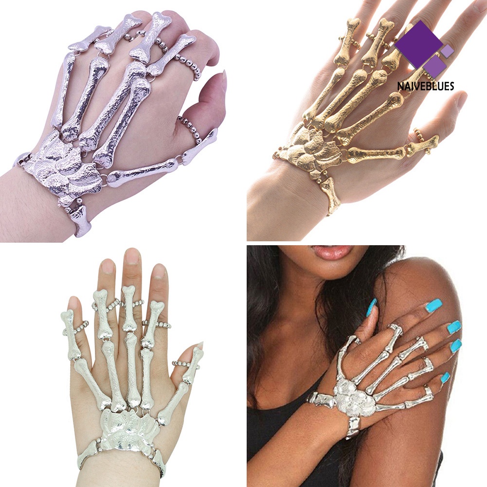 Naiveblue &gt; Gelang Tangan Cincin Gaya Punk Gothic Motif Tengkorak Untuk Perhiasan Wanita / Hadiah