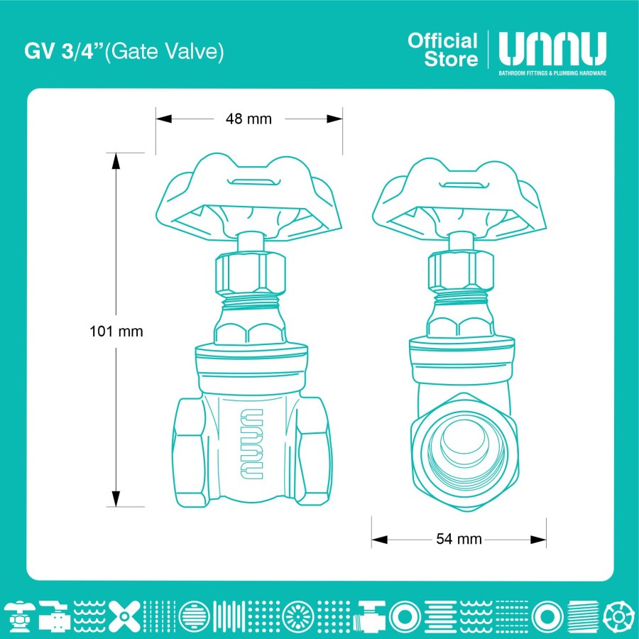 UNNU Gate Valve - GV 3/4&quot; Premium Quality