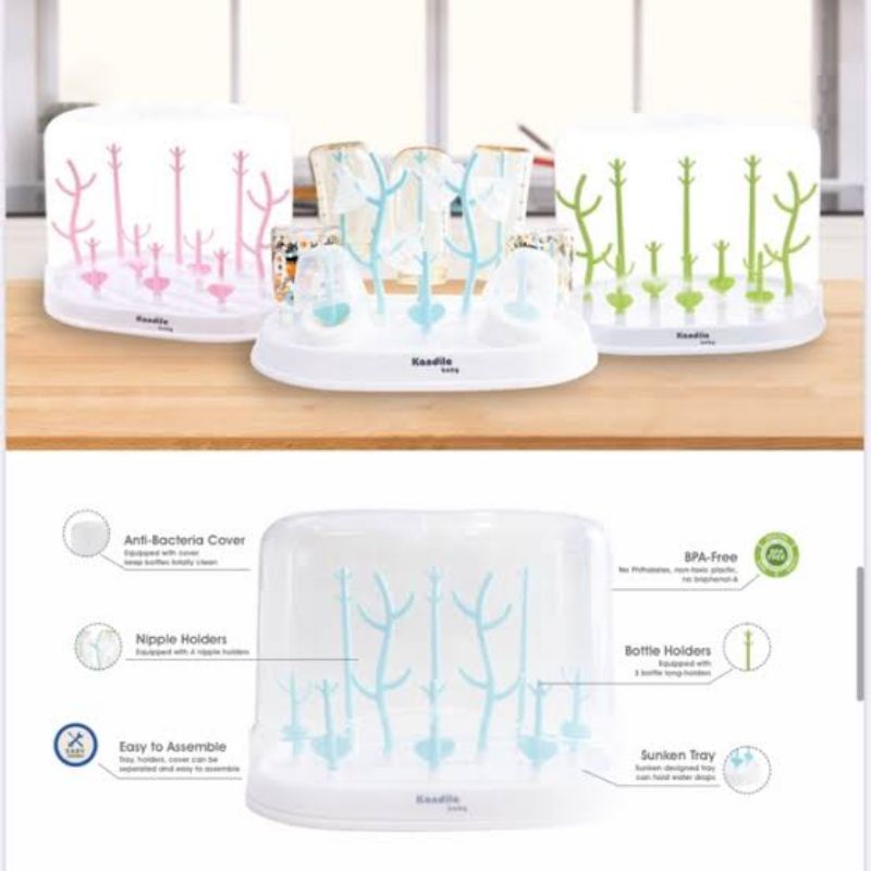 Kandila Baby Drying Rack Bottle HB5004 - Dryingrack Botol Susu Bayi - Tempat Penyimpan Botol Bayi + Penutup